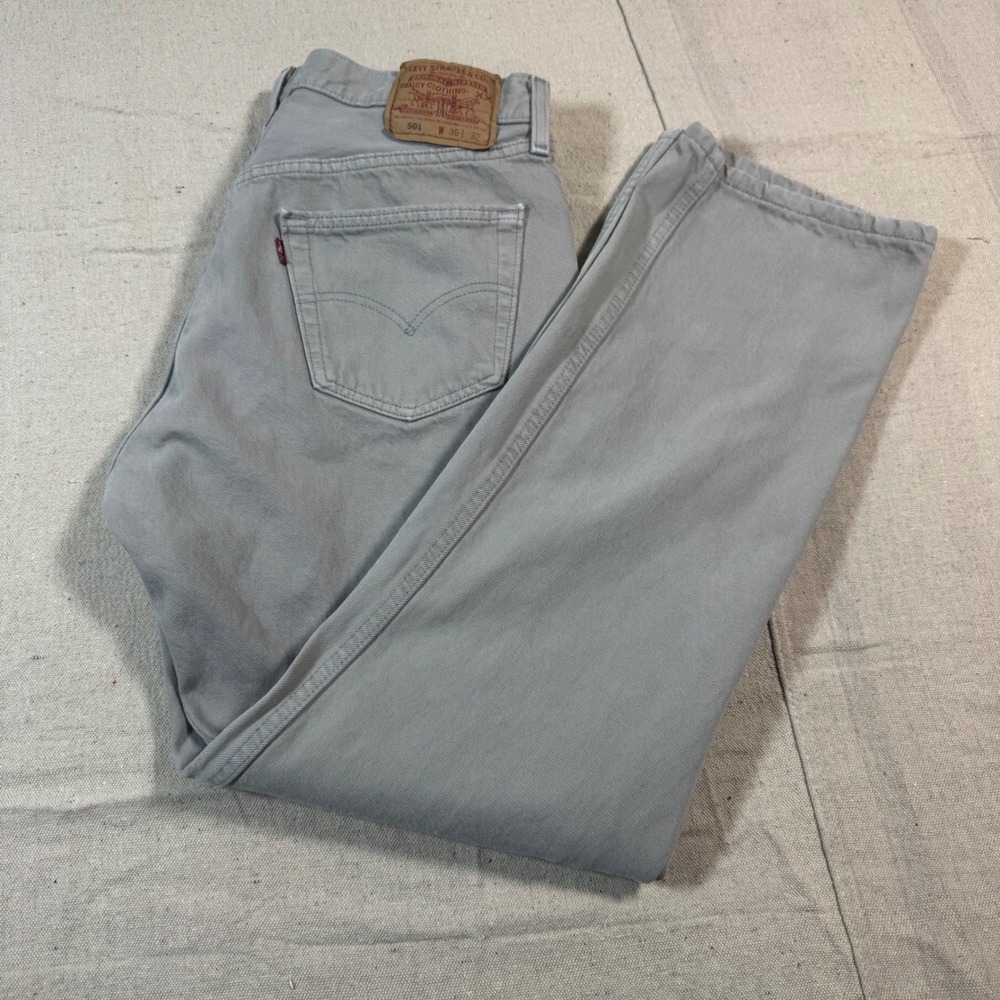 Levi's 501 Jeans Mens W36 L32 (35x31) Grey‎ VTG Made in USA 90s Button Fly